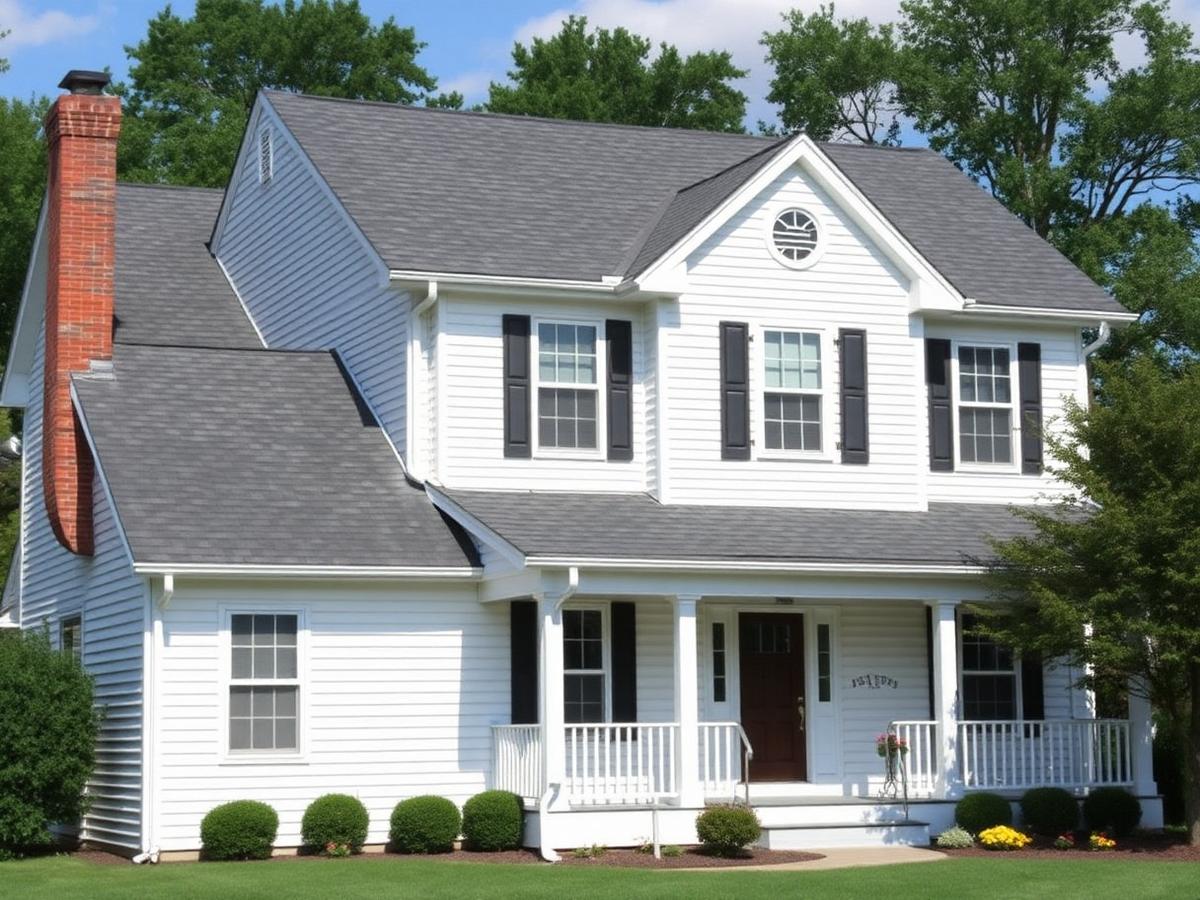 Traditional two-story home with a new shingle roof and white siding